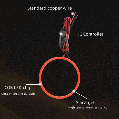 Grandview 70mm 60SMD COB Led عيون الملاك المصباح هالة حلقة مصباح تحذير-أحمر 1-Set in Kuwait