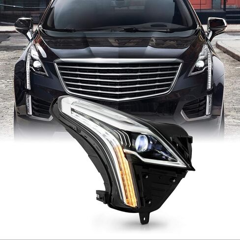 AKKON - يناسب 2017-2018 كاديلاك XT5 [LED DRL] جهاز عرض كروم شفاف للمصابيح الأمامية للسائق استبدال الجانب الأيسر in Saudi Arabia