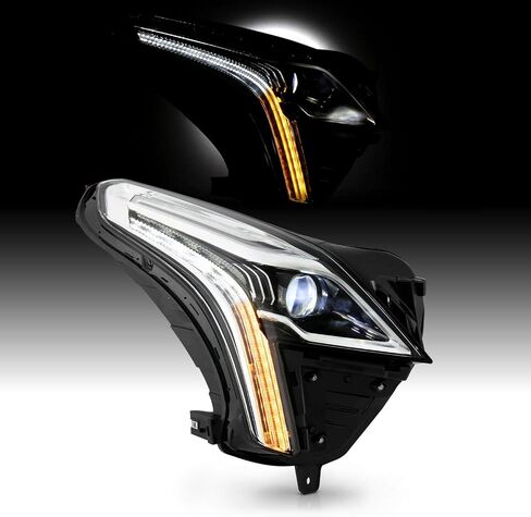 AKKON - يناسب 2017-2018 كاديلاك XT5 [LED DRL] جهاز عرض كروم شفاف للمصابيح الأمامية للسائق استبدال الجانب الأيسر in Saudi Arabia