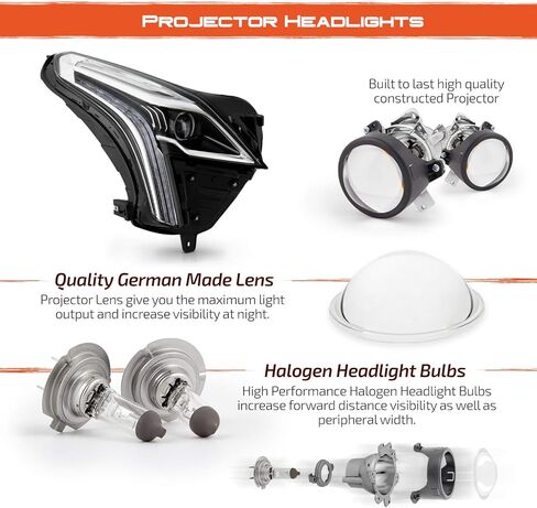 AKKON - يناسب 2017-2018 كاديلاك XT5 [LED DRL] جهاز عرض كروم شفاف للمصابيح الأمامية للسائق استبدال الجانب الأيسر in Saudi Arabia