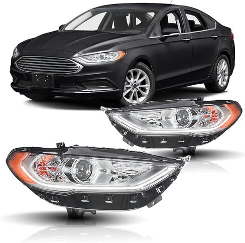 مجموعة المصابيح الأمامية مع مصابيح متوافقة مع 2010 2011 2012 Ford Fusion للمصابيح الأمامية للسائق والركاب من جانب الكروم in Kuwait