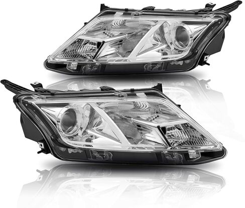 Headlights Assembly w/Bulbs Compatible with 2010 2011 2012 Ford Fusion Headlight Headlamp Driver & Passenger Side Chrome Housing in Kuwait