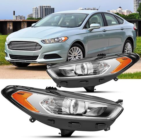 مجموعة المصابيح الأمامية مع مصابيح متوافقة مع 2010 2011 2012 Ford Fusion للمصابيح الأمامية للسائق والركاب من جانب الكروم in Kuwait