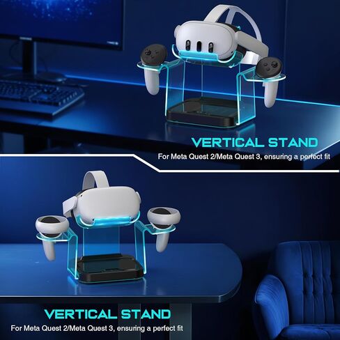 Fast VR Charging Dock for Meta Oculus Quest 3: LED Quest Charger Station for Oculus 3 Aceesories - Controller Charger with 2 Rechargeable Batteries/45W USB-C Charger Adapter in Kuwait
