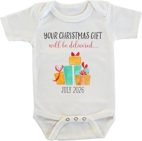 Witty and Bitty Your Christmas Gift Will Be Delivered Baby Pregnancy Reveal Onesie Expecting Announcement Parents Grandparents Family (July 2025) in Kuwait