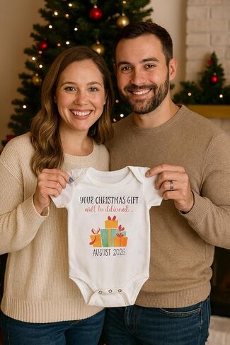 Witty and Bitty Your Christmas Gift Will Be Delivered Baby Pregnancy Reveal Onesie Expecting Announcement Parents Grandparents Family (July 2025) in Saudi Arabia
