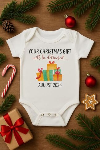 Witty and Bitty Your Christmas Gift Will Be Delivered Baby Pregnancy Reveal Onesie Expecting Announcement Parents Grandparents Family (July 2025) in Saudi Arabia