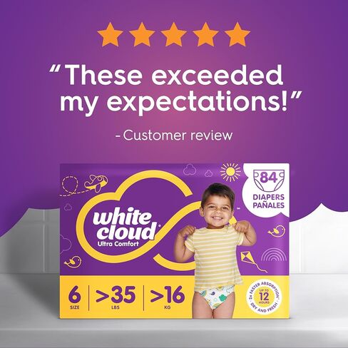 White Cloud Ultra Comfort Diapers, Size 7, 41+lbs, 4 Packs of 20 = 80 Diapers in Saudi Arabia