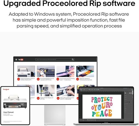 طابعة ملابس Procolored F8 DTF مقاس 8.2 بوصة A4 L800 Panda آلة طباعة نقل مع وحدة تغذية بكرة تدوير الحبر الأبيض (طابعة + حبر + فيلم) in Kuwait