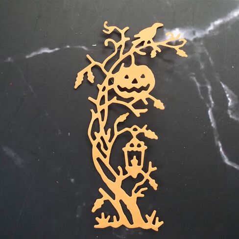 Metal Halloween Die Cuts Road Lamp Pumpkin Tree Cutting Dies Embossing Stencil Template for Card Making Scrapbooking Paper Craft Album Stamps DIY Halloween Décor Christmas Pumpkin Dies for Card Making in Saudi Arabia