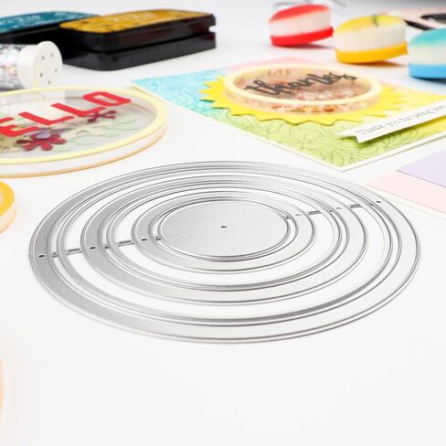 6Pcs/Set ​​​​​​​Circular Frames Cutting Dies for DIY Scrapbooking Paper Crafting Handmade Crafts Die Cuts Paper Crafting Card Making Arts Crafts in Saudi Arabia