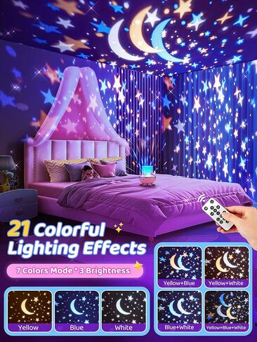 Night Light for Kids, 21 Colors+15 Films+360° Star Lights for Ceiling Projector, Remote+10 Music Star Projector for Kids Night Light Projector, Star Night Light Projector, Cute Toys for Girls Age 1-9 in Saudi Arabia