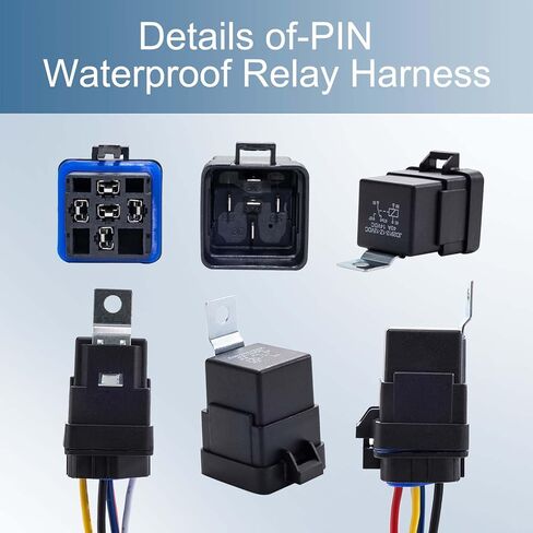 10 عبوات 40/30 أمبير 12 فولت تيار مستمر مجموعة تتابع مقاومة للماء مع ضفيرة شديدة التحمل، مرحل سيارة SPDT ذو 5 دبابيس in Kuwait