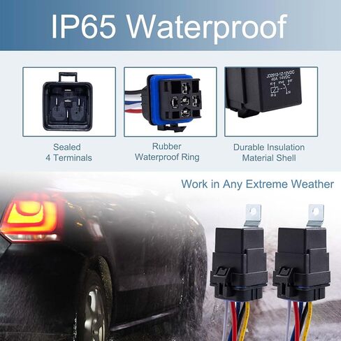 10 عبوات 40/30 أمبير 12 فولت تيار مستمر مجموعة تتابع مقاومة للماء مع ضفيرة شديدة التحمل، مرحل سيارة SPDT ذو 5 دبابيس in Kuwait