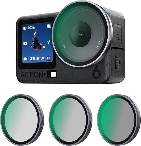 مجموعة مرشحات سوداء من CYNOVA Go Pro Hero 13، 4 عبوات (CPL/ND8/ND16/ND32) لملحقات Go Pro Hero 13 السوداء، مجموعة مرشحات عدسات مستقطبة وكثافة محايدة لـ Go Pro 13 in Kuwait