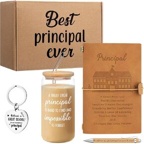Honeydak Christmas Assistant Principal Appreciation Gifts for Women Men Principal Graduation Gifts Journal Notebook Pen 16oz Drinking Glasses with Lid and Straw Keychain Gift Box in Saudi Arabia