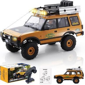 EAZYRC FMS FCX10 1/10 RC Crawler Land Rover Camel Trophy Edition، شاحنة مرخصة رسميًا 4WD لجميع التضاريس على الطرق الوعرة RC للبالغين، سيارة RC ذات مقياس عالي التفاصيل مع تروس معدنية، صدمات مطورة (مدافع) in Kuwait