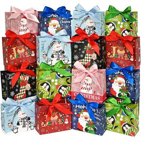 Nimbbex 24 حزمة من أكياس هدايا عيد الميلاد الصغيرة السائبة، 4.5 × 4 × 1.8 بوصة أكياس هدايا عيد الميلاد الصغيرة مع شريط، أكياس هدايا صغيرة للعطلات، شجرة عيد الميلاد، مستلزمات الحفلات in Kuwait
