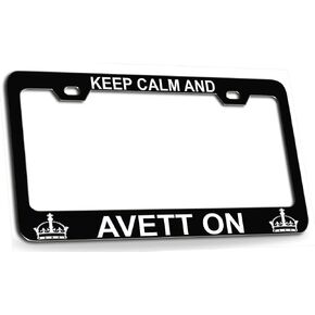 Keep Calm and Avett ON Steel Metal License Plate Frame Black Wht, G77 in Saudi Arabia