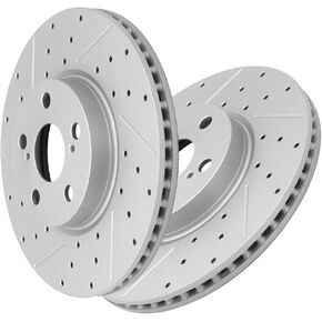 Front Disc Brake Rotors, Drilled Slotted Brake Rotors Kit, Fit for 2009-2010 Pontiac Vibe, 2008-2014 Scion XD, 2009-2019 Toyota Corolla, 2009-2014 Toyota Matrix in Kuwait