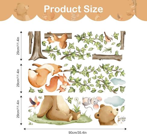 Tanlaby Jungle Animals Large Tree Wall Stickers Cartoon Animal Monkey Deer Wall Decals Peel and Stick Art Decor for Baby Nursery Kids Bedroom Playroom Toddler Room (H: 54 in) in Saudi Arabia