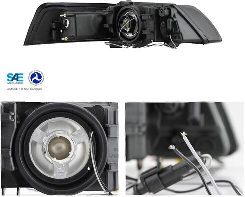 AKKON - Fit 1999 2000 2001 2002 2003 2004 Ford Mustang 99-04 مصابيح أمامية من نوع الهالوجين مع كشافات أمامية LED DRL غطاء أسود طراز OE بديل مباشر in Saudi Arabia