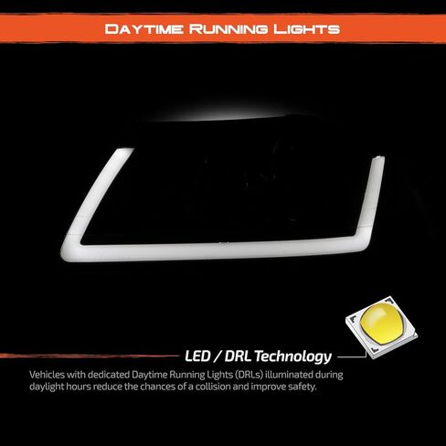 AKKON - Fit 1999 2000 2001 2002 2003 2004 Ford Mustang 99-04 مصابيح أمامية من نوع الهالوجين مع كشافات أمامية LED DRL غطاء أسود طراز OE بديل مباشر in Saudi Arabia