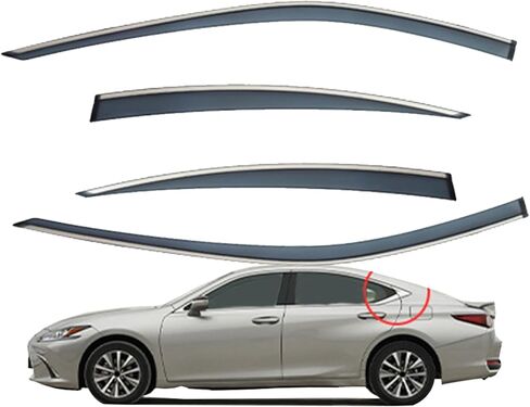 واقيات نافذة السيارة من Rain Guard متوافقة مع Lexus ES250/300h/350 【MK7-XZ10 2019-2025】، أقنعة تثبيت خارجية، عاكسات جانبية تلقائية للنوافذ، ملحقات السيارة - مع شرائط ساطعة in Saudi Arabia