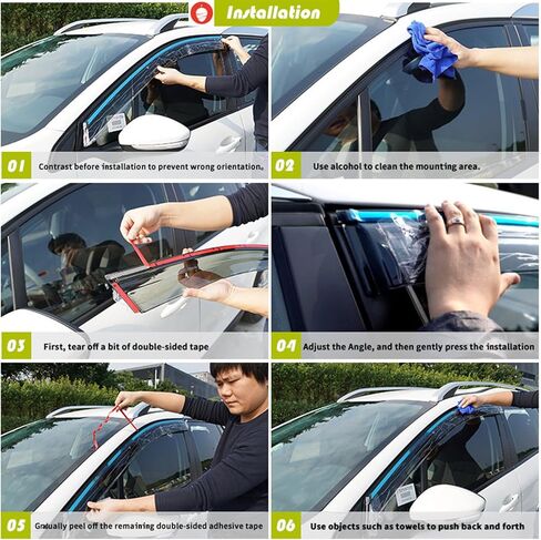 واقيات نافذة السيارة من Rain Guard متوافقة مع Lexus ES250/300h/350 【MK7-XZ10 2019-2025】، أقنعة تثبيت خارجية، عاكسات جانبية تلقائية للنوافذ، ملحقات السيارة - مع شرائط ساطعة in Saudi Arabia