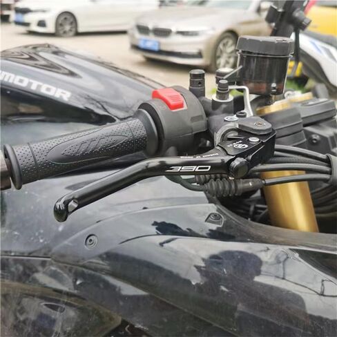 رافعة فرامل القابض للدراجة النارية باستخدام الحاسب الآلي متوافقة مع 2023 390 Adventure DUK 390 RC390 2013-2023 مقبض رافعات الفرامل (أسود، 390) in Saudi Arabia
