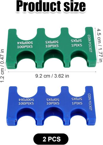 2pcs Japanese Coin Holders, Yen Organizer Hard Case with 6 Slots Rectangle Coin Dispenser Plastic Coin Sorter Collection Purse Wallet for Car Coin Container Storage Change Pouch(Blue and Green) in Saudi Arabia