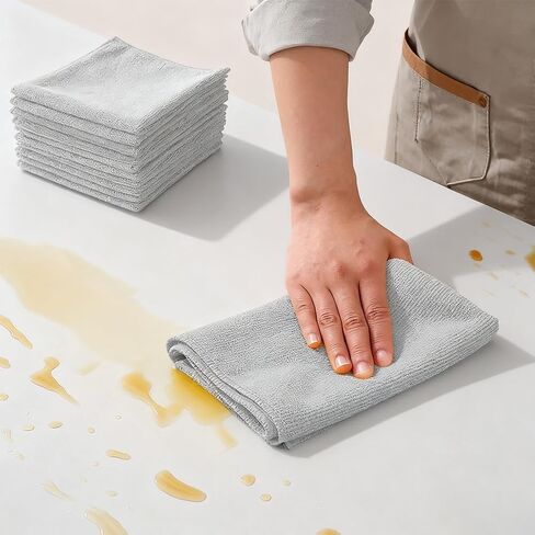 10PCS Grey Microfiber Cleaning Cloth, 9.85"x9.85": Ultra - Absorbent, Ideal for Car Wash and Home Cleaning in Saudi Arabia