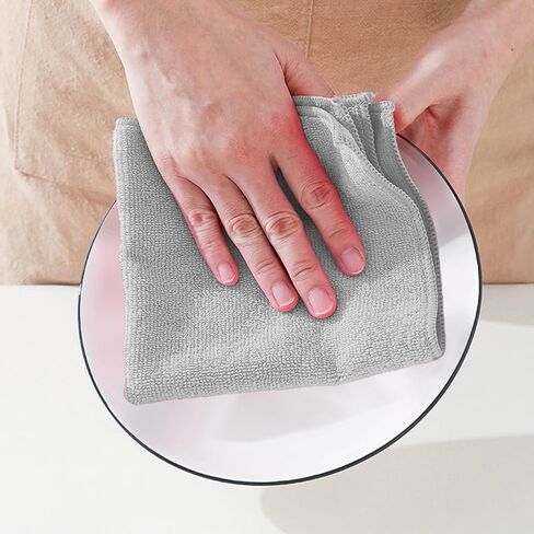 10PCS Grey Microfiber Cleaning Cloth, 9.85"x9.85": Ultra - Absorbent, Ideal for Car Wash and Home Cleaning in Saudi Arabia