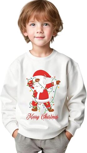 Toddler Christmas Sweatshirt Baby Girl Boy Snowman Face Long Sleeve Pullover Tops in Kuwait