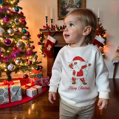 Toddler Christmas Sweatshirt Baby Girl Boy Snowman Face Long Sleeve Pullover Tops in Kuwait