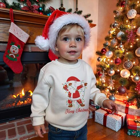 Toddler Christmas Sweatshirt Baby Girl Boy Snowman Face Long Sleeve Pullover Tops in Kuwait