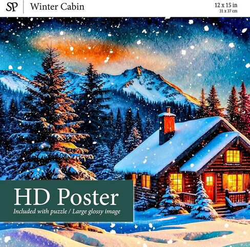 ألغاز الصور المقطوعة للبالغين 500 قطعة - فن ملون ومفصل رقميًا - حروف على الظهر - Rompecabezas para Adultos - هدايا فريدة للأزواج والمراهقين (كابينة الشتاء) in Kuwait