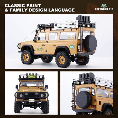 EAZYRC FMS FCX10 1/10 RC Crawler Land Rover Camel Trophy Edition، شاحنة مرخصة رسميًا 4WD لجميع التضاريس على الطرق الوعرة RC للبالغين، سيارة RC ذات مقياس عالي التفاصيل مع تروس معدنية، صدمات مطورة (مدافع) in Kuwait