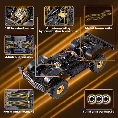 EAZYRC FMS FCX10 1/10 RC Crawler Land Rover Camel Trophy Edition، شاحنة مرخصة رسميًا 4WD لجميع التضاريس على الطرق الوعرة RC للبالغين، سيارة RC ذات مقياس عالي التفاصيل مع تروس معدنية، صدمات مطورة (مدافع) in Kuwait