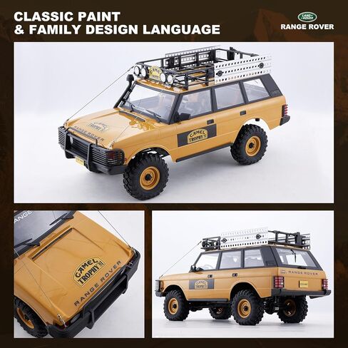 EAZYRC FMS FCX10 1/10 RC Crawler Land Rover Camel Trophy Edition، شاحنة مرخصة رسميًا 4WD لجميع التضاريس على الطرق الوعرة RC للبالغين، سيارة RC ذات مقياس عالي التفاصيل مع تروس معدنية، صدمات مطورة (مدافع) in Kuwait