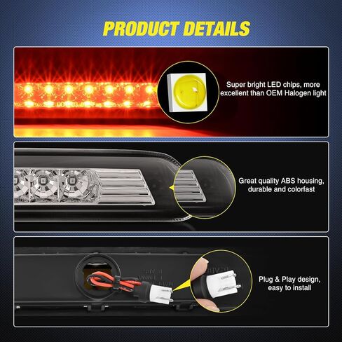 Nilight Third Brake Light Tail High Mount 3rd Stop Lights Smoked Lens Compatible with Toyota 4Runner 2003 2004 2005 2006 2007 2008 2009 Non-Spoiler Version Van SUV Rear Center Cab Lamp in Kuwait