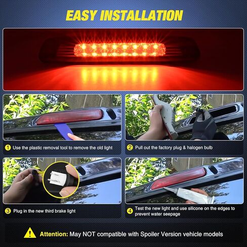 Nilight Third Brake Light Tail High Mount 3rd Stop Lights Smoked Lens Compatible with Toyota 4Runner 2003 2004 2005 2006 2007 2008 2009 Non-Spoiler Version Van SUV Rear Center Cab Lamp in Kuwait