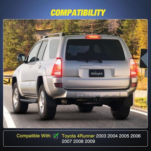 Nilight Third Brake Light Tail High Mount 3rd Stop Lights Smoked Lens Compatible with Toyota 4Runner 2003 2004 2005 2006 2007 2008 2009 Non-Spoiler Version Van SUV Rear Center Cab Lamp in Kuwait