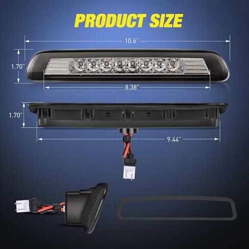 Nilight Third Brake Light Tail High Mount 3rd Stop Lights Smoked Lens Compatible with Toyota 4Runner 2003 2004 2005 2006 2007 2008 2009 Non-Spoiler Version Van SUV Rear Center Cab Lamp in Kuwait