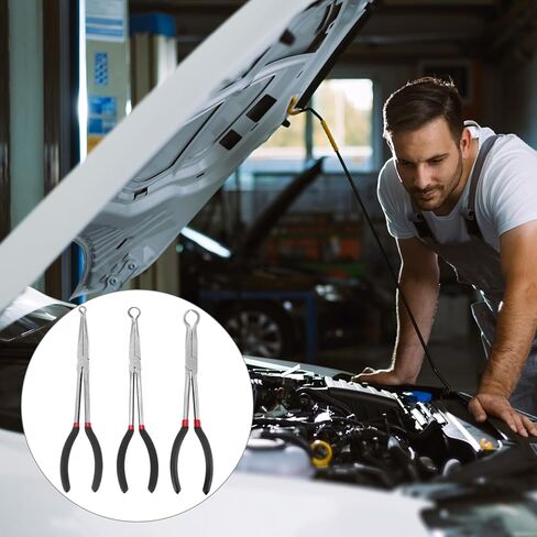 QWORK 3 قطع 11 بوصة مجموعة كماشة خرطوم، أسود وأحمر، فولاذ كربوني مع مقابض PVC غير قابلة للانزلاق، أدوات إزالة التمهيد لقابس الإشعال in Kuwait
