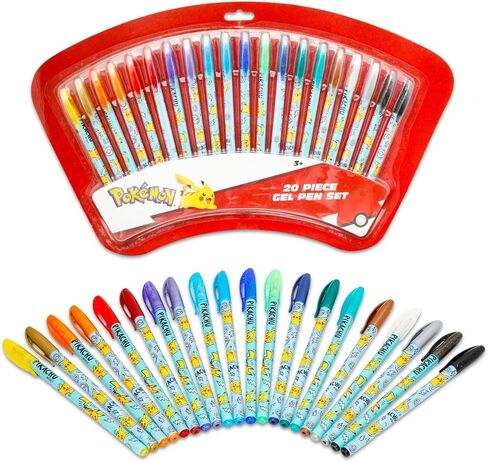 Pokemon Gel Pen Set for Kids - Bundle with 20 Colorful Gel Pens, Plus Coloring Book, More | Pokemon Party Favors and Activity Set for Kids in Saudi Arabia