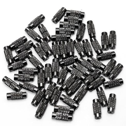 60Pcs Brass Screw Twist Clasps, Barrel Clasp Cord End Caps for DIY Bracelet and Necklace, Brass Barrel Tube Fastener for Craft Supplies/Waist Beads(Black) in Saudi Arabia