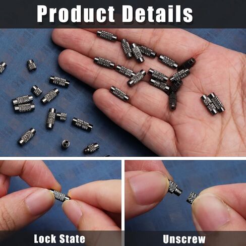 60Pcs Brass Screw Twist Clasps, Barrel Clasp Cord End Caps for DIY Bracelet and Necklace, Brass Barrel Tube Fastener for Craft Supplies/Waist Beads(Black) in Saudi Arabia