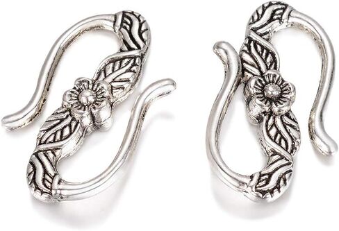 20 Pcs Tibetan Style S Hook Toggle Clasps Antique Silver Alloy End Clasps Hook Fastener Connector for DIY Bracelet Necklace Jewelry Making in Saudi Arabia