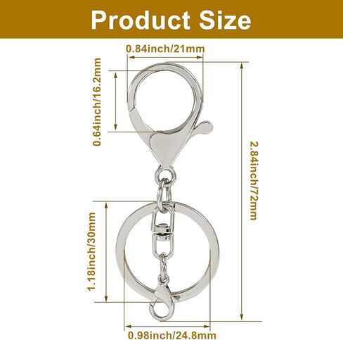 20 قطعة من مشابك مخلب جراد البحر، وخطاطيف دوارة، وحلقات سلسلة مفاتيح منفصلة، ​​ومشبك جراد البحر الصغير لصناعة الحرف اليدوية/المجوهرات (ذهبي) in Kuwait
